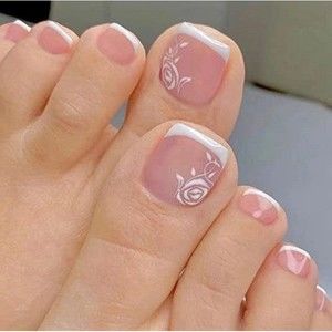 French Tip Stick-on Toe Nails